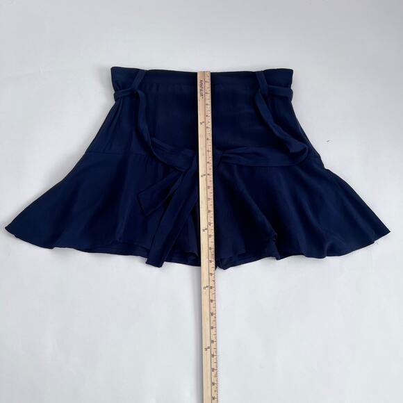 ZARA BASICS WOMENS SKORT NAVY BLUE SIZE L FLOWY BELT LOOPS WITH SASH TIE - Picture 6 of 7